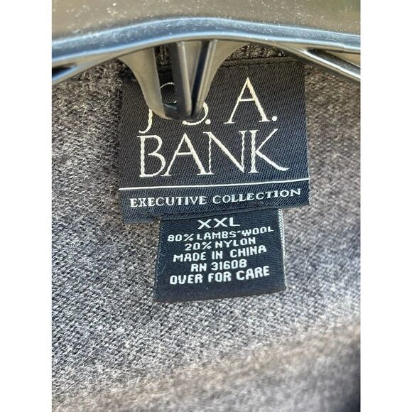 Jos A Bank Argyle V-Neck Sweater Mens XXL Pullover gray Lambs Wool blend preppy - Picture 4 of 11